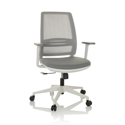 hjh OFFICE Bürostuhl ergonomisch PROFONDO ECO W Drehstuhl atmungsaktiv mit Verstellbarer Lordosenstütze, Grau Netzstoff/Stoff von hjh OFFICE
