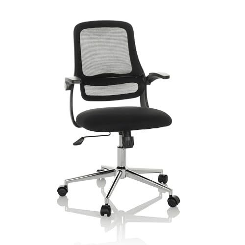 hjh OFFICE Bürostuhl mit klappbaren Armlehnen Miko B ECO Drehstuhl höhenverstellbar, atmungsaktive Rückenlehne, Lendenwirbelstütze, Schwarz von hjh OFFICE