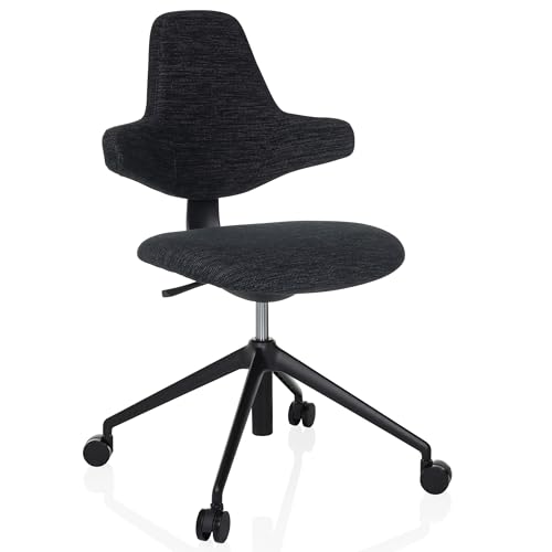 hjh OFFICE Design-Bürostuhl, ergonomisch geformt PALIANO Arbeitsstuhl mit Flexibler Kreuz-Rückenlehne und Sitzhöhenverstellung, Schwarz von hjh OFFICE