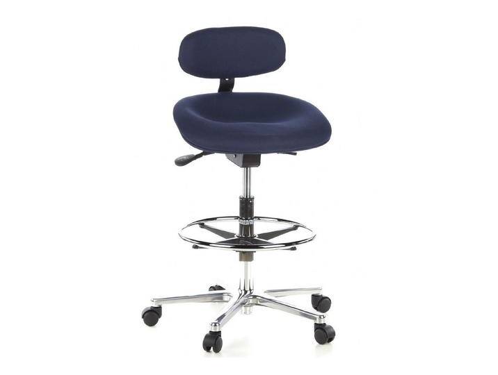 hjh OFFICE Drehstuhl Counterstuhl WORK MF Stoff ohne Armlehnen (1 St), Arbeitsstuhl hoch, Bürostuhl mit Fußablage, blau schwarz, Blau von hjh-OFFICE