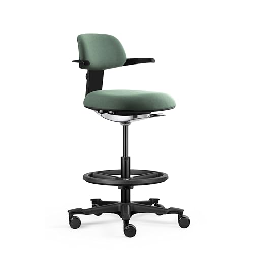 hjh OFFICE Ergonomischer Arbeitsstuhl TOP Work 40 – Stuhl mit höhenverstellbarer Rückenlehne, Verstellbarer Sitzneigung & Sitztiefe, höhenverstellbarer Fußring, Grün von hjh OFFICE