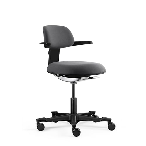hjh OFFICE Ergonomischer Arbeitsstuhl Work 40 Stuhl mit höhenverstellbarer Rückenlehne, Verstellbarer Sitzneigung & Sitztiefe, stabiles Nylon-Fußkreuz, Dunkelgrau von hjh OFFICE