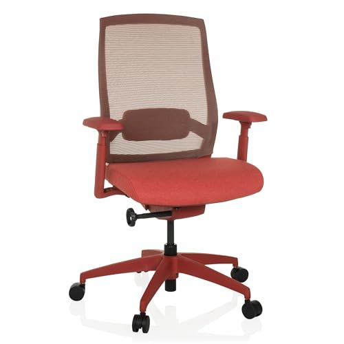 hjh OFFICE Ergonomischer Bürostuhl Colore Profi Drehstuhl, Sitztiefe & Lordosenstütze verstellbar, atmungsaktive Rückenlehne, Rot von hjh OFFICE
