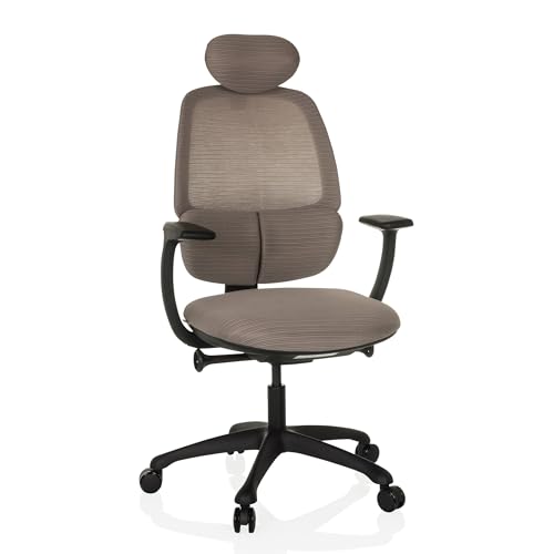 hjh OFFICE Ergonomischer Bürostuhl RI-Cover Drehstuhl mit Verstellbarer Lordosenstütze, atmungsaktive Rückenlehen, Grau von hjh OFFICE
