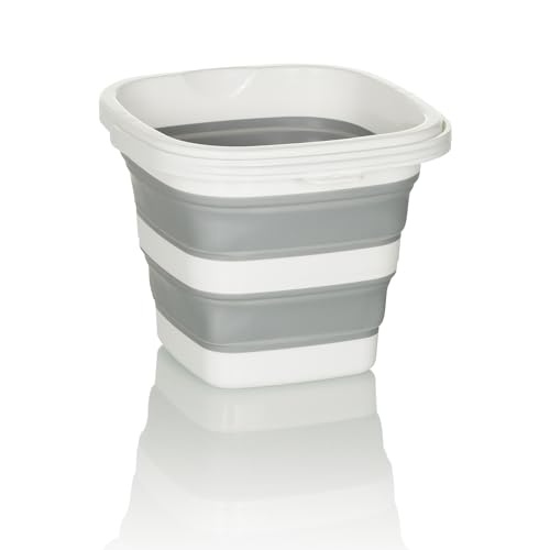 hjh OFFICE Faltbehälter CLEAN Sile, Silikon, 5L Faltbarer Eimer für Innen- und Außenbereich, platzsparend, Grau/Weiß, 924001 hjh OFFICE Faltbehälter CLEAN Sile, Silikon, 5L Faltbarer Eimer für Innen- und Außenbereich, platzsparend, Grau/Weiß, 924001 von hjh OFFICE