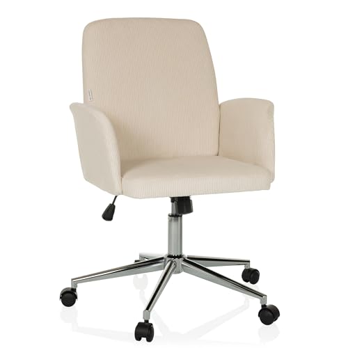 hjh OFFICE Homeoffice Stuhl gepolstert mit Cord-Optik SOLAO Cord Schreibtischstuhl Drehstuhl mit Rollen höhenverstellbar, Beige von hjh OFFICE