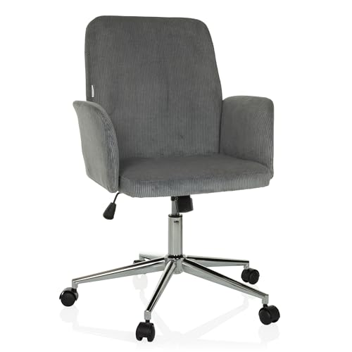 hjh OFFICE Homeoffice Stuhl gepolstert mit Cord-Optik SOLAO Cord Schreibtischstuhl Drehstuhl mit Rollen höhenverstellbar, Grau von hjh OFFICE