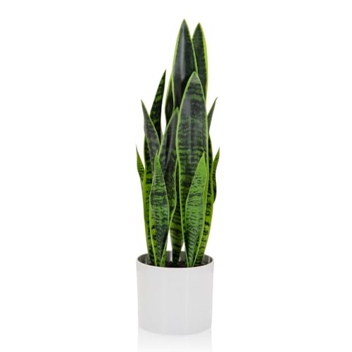 hjh OFFICE Kunstpflanze SANSEVIERIA mit Übertopf Höhe 65 cm Zimmerpflanze Bogenhanf künstlich, 871016 von hjh OFFICE