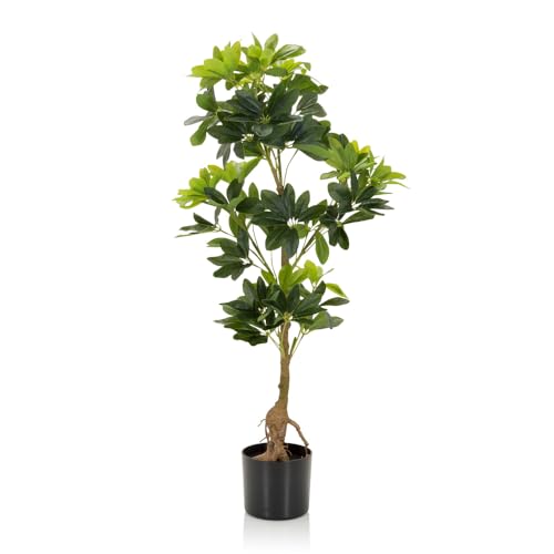 hjh OFFICE Kunstpflanze SCHEFFLERA Aralie künstlich Höhe 100 cm Kunstbaum Zimmer Dekopflanze, 871015 von hjh OFFICE
