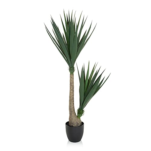 hjh OFFICE Kunstpflanze Yucca Palme Höhe 135 cm Grün Palmlilie Kunstbaum groß Zimmerpflanze künstlich, 871007 von hjh OFFICE