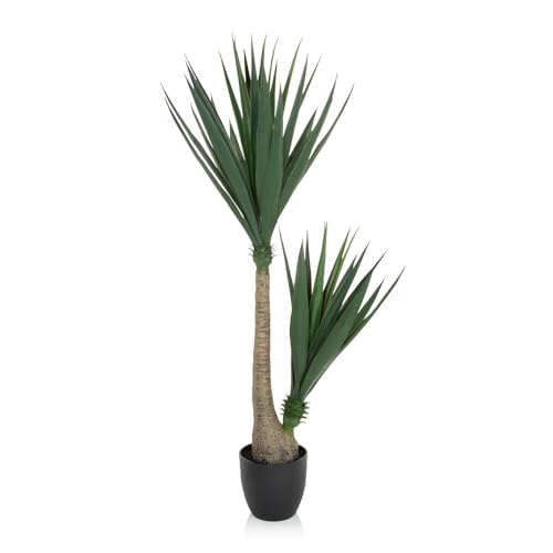 hjh OFFICE Kunstpflanze Yucca Palme Höhe 135 cm Grün Palmlilie Kunstbaum groß Zimmerpflanze künstlich, 871007 von hjh OFFICE