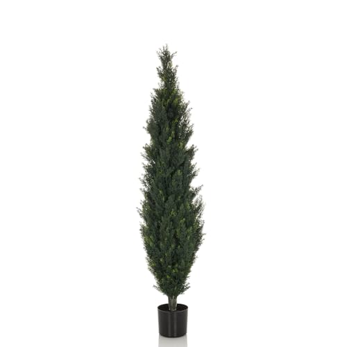 hjh OFFICE Kunstpflanze Zeder CEDRUS Deko Pflanze künstlich 152 cm, pflegeleichter Kunstbaum, Indoor und Outdoor, Grün 871056 von hjh OFFICE