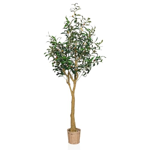 hjh OFFICE Kunstpflanze im Topf 150cm Olive II Deko Olivenbaum im Korb, pflegeleichter Kunstbaum für Zuhause von hjh OFFICE