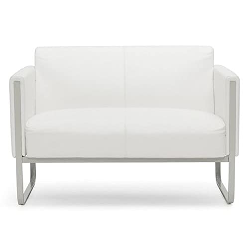 hjh OFFICE Lounge-Sofa 2-Sitzer Aruba Kunstleder Polstersofa Couch modern mit Metallgestell, 111 x 78 x 71 cm, Weiß von hjh OFFICE