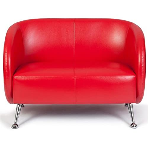 hjh OFFICE Lounge Sofa ST. Lucia Kunstleder 2-Sitzer Sofa mit weicher Polsterung, besonders bequem, 713402, Rot von hjh OFFICE