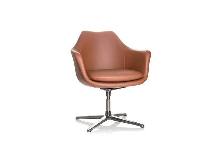 hjh OFFICE Loungesessel Loungesessel ARTEMIA Kunstleder mit Armlehnen, Drehstuhl Sessel mit Rückholautomatik, braun von hjh-OFFICE