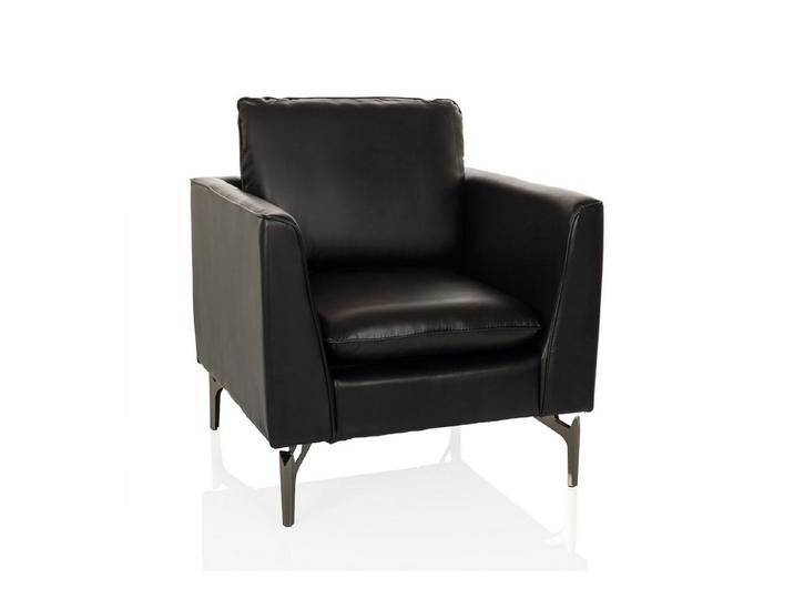 hjh OFFICE Loungesessel Loungesessel BAVERO Kunstleder mit Armlehnen, Sessel Relaxsessel gepolstert mit Metallgestell, schwarz von hjh-OFFICE