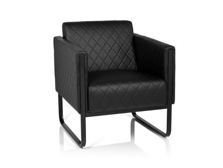 hjh OFFICE Loungesessel Polstersessel ARUBA BLACK Kunstleder mit Armlehnen, Sessel gepolstert mit Metallgestell, schwarz von hjh-OFFICE