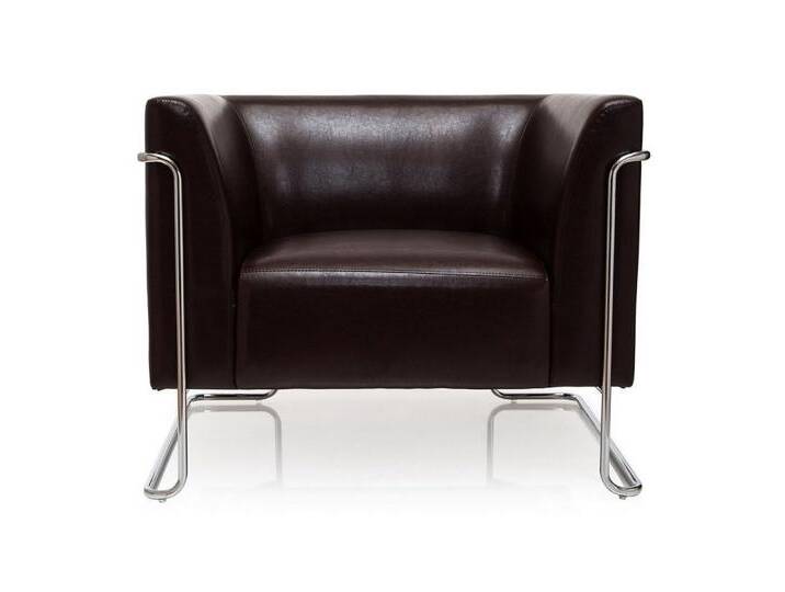hjh OFFICE Loungesessel Polstersessel CURACAO Kunstleder mit Armlehnen, Sessel gepolstert mit Metallgestell, braun von hjh-OFFICE