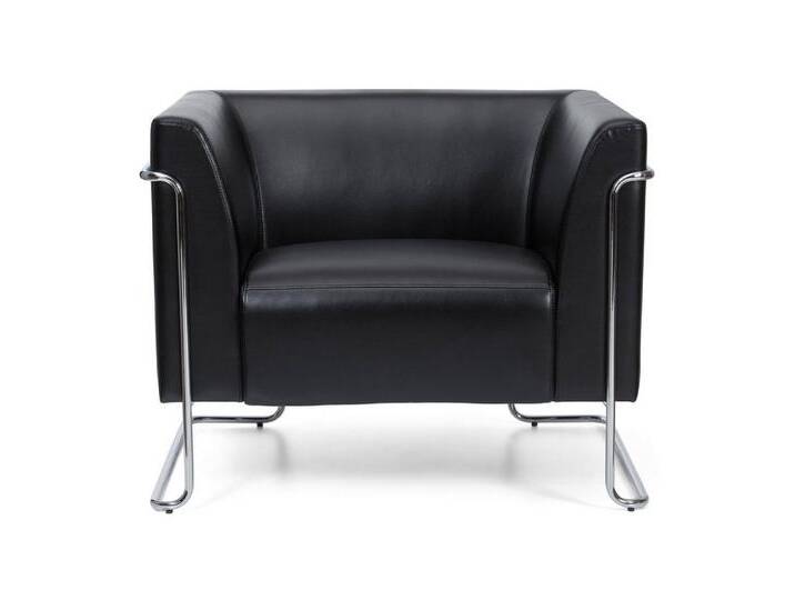 hjh OFFICE Loungesessel Polstersessel CURACAO Kunstleder mit Armlehnen, Sessel gepolstert mit Metallgestell, schwarz von hjh-OFFICE