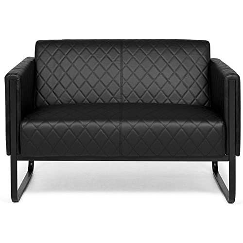 hjh OFFICE Loungesofa 2-Sitzer Aruba Black Kunstleder Polstersessel modern mit Stahlgestell, 111 x 78 x 71 cm, Schwarz von hjh OFFICE