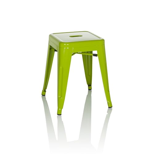 hjh OFFICE Metall Hocker VANTAGGIO Grün Sitzhocker im Industry-Design, stapelbar, niedrig, 645072 von hjh OFFICE