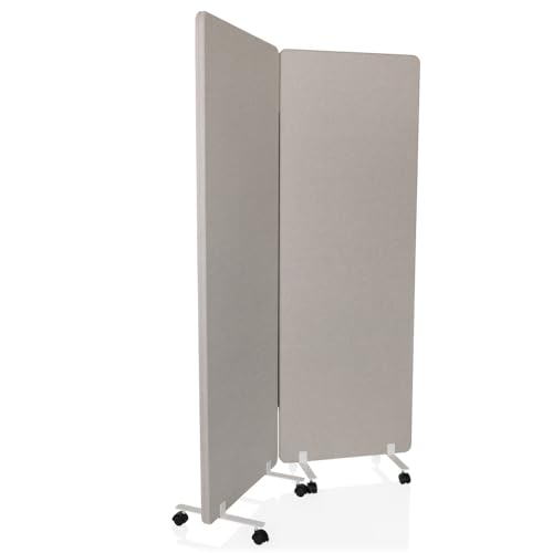 hjh OFFICE Mobile Akustik Trennwand 2er Set 177 x 60 cm FLEXMIUT 1 Stoff Raumteiler mit Rollen & Gleiter, Grau von hjh OFFICE