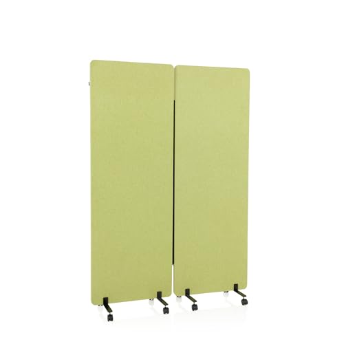 hjh OFFICE Mobile Akustik Trennwand 2er Set 177 x 60 cm FLEXMIUT Stoff Grün Raumteiler mit Rollen & Gleiter 891002 von hjh OFFICE