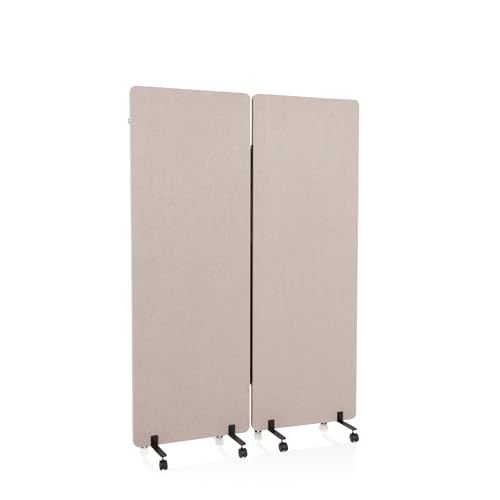 hjh OFFICE Mobile Akustik Trennwand 2er Set 177 x 60 cm FLEXMIUT Stoff Taupe Raumteiler mit Rollen & Gleiter 891000 von hjh OFFICE