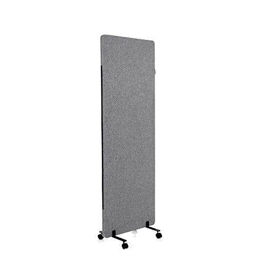 hjh OFFICE Mobile Akustik Trennwand einzeln 177 x 60 cm FLEXMIUT Stoff Dunkelgrau Raumteiler Mittelpanel mit Rollen & Gleiter 891007 von hjh OFFICE