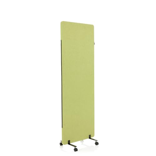 hjh OFFICE Mobile Akustik Trennwand einzeln 177 x 60 cm FLEXMIUT Stoff Grün Raumteiler Mittelpanel mit Rollen & Gleiter 891005 von hjh OFFICE