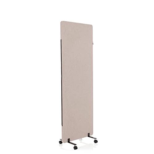 hjh OFFICE Mobile Akustik Trennwand einzeln 177 x 60 cm FLEXMIUT Stoff Taupe Raumteiler Mittelpanel mit Rollen & Gleiter 891003 von hjh OFFICE