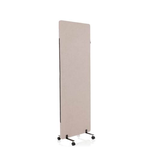 hjh OFFICE Mobile Akustik Trennwand einzeln 177 x 60 cm FLEXMIUT Stoff Taupe Raumteiler Mittelpanel mit Rollen & Gleiter 891003 von hjh OFFICE