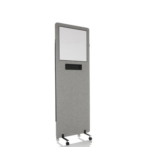 hjh OFFICE Mobile Trenndwand FLEXMIUT WB mit integriertem Whiteboard und Stiftablage, inkl. Rollen und Bodengleiter, Grau, 891012 von hjh OFFICE