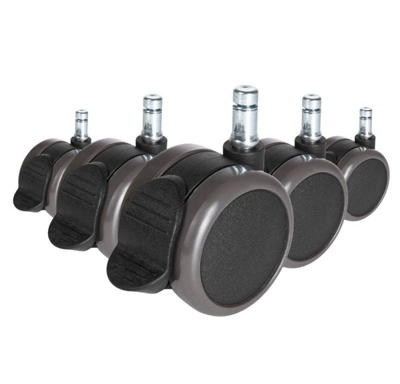 hjh OFFICE Stuhlrolle Stuhlrollen 5x ROLO STOP 11mm/65mm, (5er Pack), Hartbodenrollen Bürostuhl, Rollen für Schreibtischstuhl von hjh OFFICE