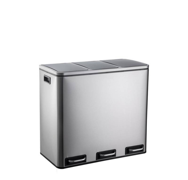 hjh OFFICE Mülleimer Mülleimer CLEAN IX Stahlblech, Mülltrennsystem Küche mit 3 Fächern, Abfalleimer 3 x 18L (54 Liter) von hjh OFFICE