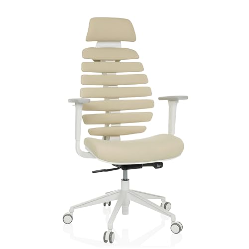 hjh OFFICE Profi Bürostuhl Ergo LINE W Drehstuhl mit ergonomisch geformter Rückenlehne inkl. Lordosenstütze, Beige von hjh OFFICE