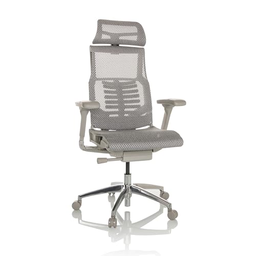 hjh OFFICE Profi Bürostuhl POFIT G GEN2 Netz ergonomischer Drehstuhl mit Flexibler Lordosenstütze, Hellgrau, 652281 von hjh OFFICE