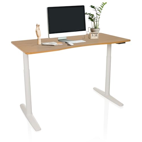 hjh OFFICE Schreibtisch höhenverstellbar, elektrisch 140x70 cm Stand PRO R Schreibtisch abgerundet mit Memory-Funktion, inkl. ergonomischen Modus, Eiche/Weiß von hjh OFFICE
