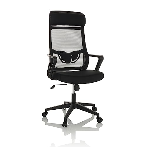 hjh OFFICE Schreibtischstuhl Bürostuhl NEKEO Stoff/Netzstoff ergonomischer Drehstuhl mit Lordosenstütze, Schwarz, 719233 von hjh OFFICE