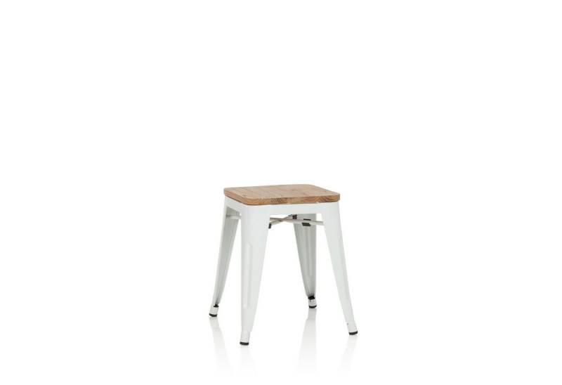 hjh OFFICE Sitzhocker Bistrohocker VANTAGGIO W Stahl / Ulmenholz, Hocker im industrial Design, Holz Sitzfläche von hjh OFFICE
