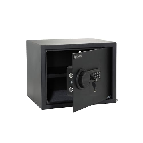 hjh OFFICE Tresor mit Zahlenschloss 27 L SAFE COMPACT Stahl Schwarz Möbeltresor Elektronik Schloss 30x38x30cm, 830037 von hjh OFFICE