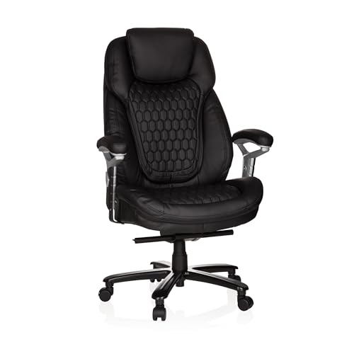 hjh OFFICE XXL Chefsessel PULLMANN Kunstleder Bürosessel bis 180 kg belastbar, bequem gepolstert, höhenverstellbar, Schwarz 738020 von hjh OFFICE