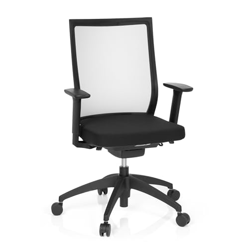 hjh OFFICE 657620 Profi Bürostuhl Aspen Stoff/Netz Schwarz Drehstuhl ergonomisch, selbstheilender Netzrücken, höhenverstellbar von hjh OFFICE