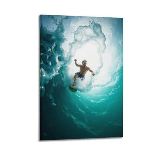 hjkhjt Unterwasser-Surfer Emerging through Smaragd Wave Tube Poster Wandkunst Leinwand ästhetische Abdeckung Gemälde für Wohnzimmer Schlafzimmer 30 x 45 cm Rahmenstil hjkhjt Unterwasser-Surfer Emerging through Smaragd Wave Tube Poster Wandkunst Leinwand ästhetische Abdeckung Gemälde für Wohnzimmer Schlafzimmer 30 x 45 cm Rahmenstil von hjkhjt