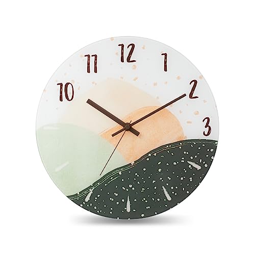 hleo® lautlos Wanduhr mit Glaszifferblatt, 30 cm (12 Zoll), einzigartiges modernes Design ohne Tickgeräusche – schöne Dekoration für Wohnzimmer, Schlafzimmer, Büro, Küche (LIN20018) von hleo