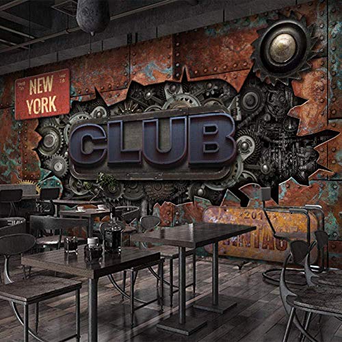 Fototapete 3D Fototapete 3D Retro Industrial Style Schwermetall Element Mechanische Ausrüstung Wallpaper Bar Internet Cafe Ktv Internet Cafe Hintergrundbild-350Cmx245Cm von hmmsw