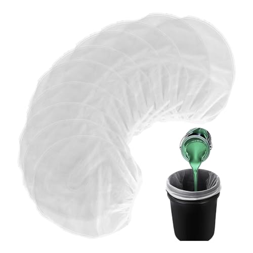 hoaker 10 Stück Farbsiebbeutel, 1 Gallone Farbfilter mit Elastischem Kordelzug, Weißer Feinmaschiger Nylon-Netzfilter mit Öffnung An der Oberseite von hoaker
