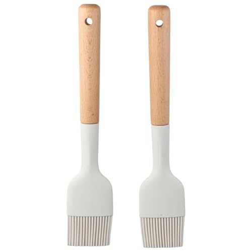 hobbyme 2 x Silikon-Ölpinsel mit Holzgriff, langlebiger Backpinsel, leicht zu reinigen, weiße Lebensmittelpinsel zum Kochen, Backen, Grillen hobbyme 2 x Silikon-Ölpinsel mit Holzgriff, langlebiger Backpinsel, leicht zu reinigen, weiße Lebensmittelpinsel zum Kochen, Backen, Grillen von hobbyme