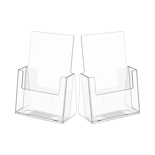 hocadon 2 Stück Prospekthalter Flyer Aufsteller Prospektständer A5 Tisch Prospektständer Acryl Transparenter Flyerständer für Counter Büro Restaurant Rezeption von hocadon